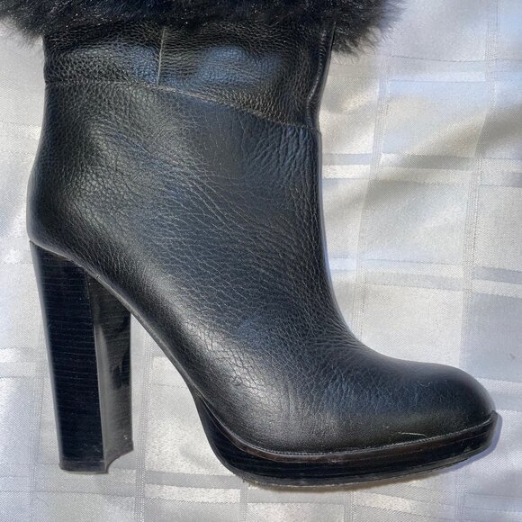 Michael Kors Black Fur-Trimmed Heeled Boots - Picture 8 of 11